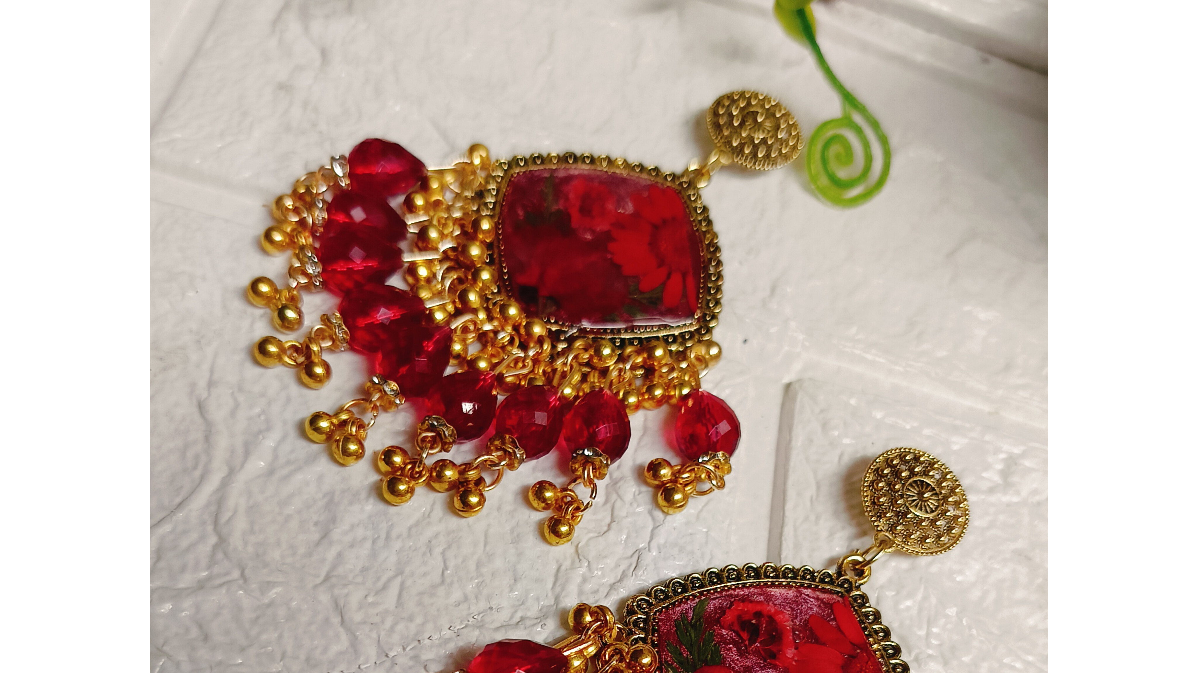 Red beads with red flower 